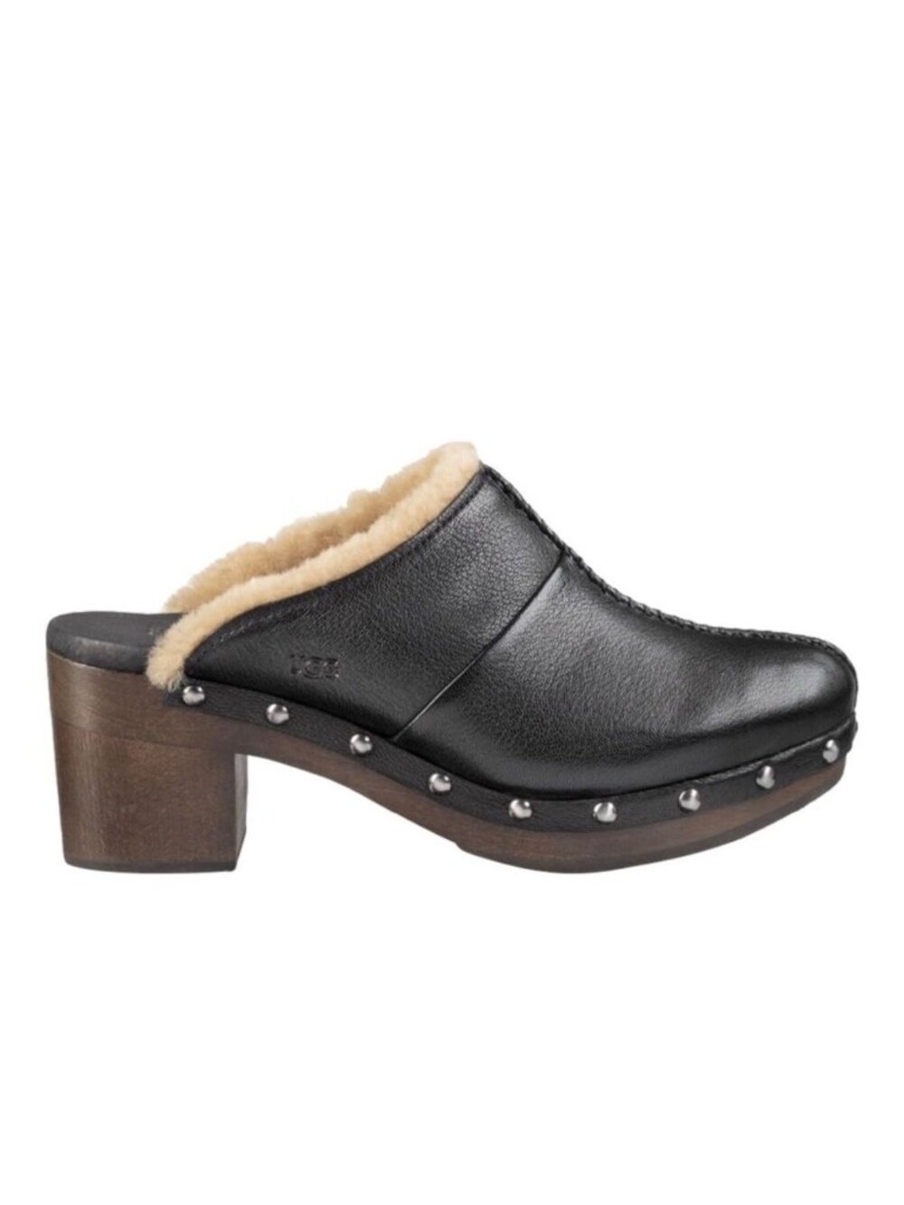 UGG Kassi Shearling Lined Black Leather Clogs Bohemian Women’s Size 9